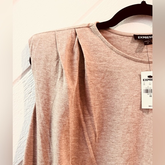 NWT! Express Tan T-Shirt Shift Dress w/ Shoulder Pads - Picture 4 of 4